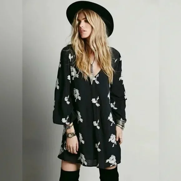 embroidered austin mini dress Free People Embroidered Austin Dress